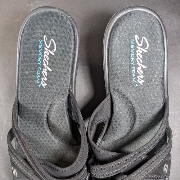 Sketchers Memory Foam Wedge Sandals Sz 10 - Picture 2 of 4